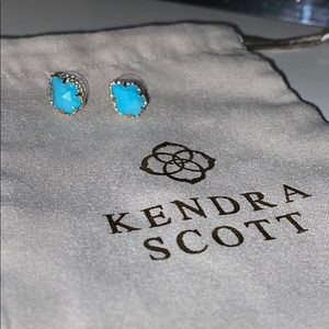 Tessa Gold Stud Earrings in Turquoise